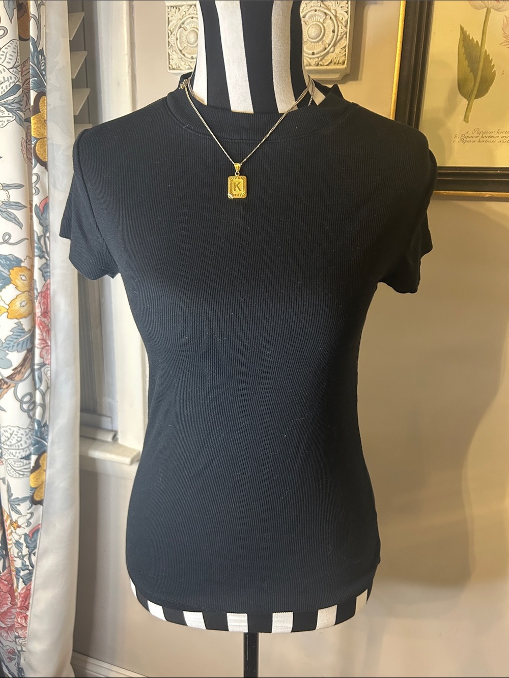 a new day Black Ribbed Short-Sleeve Crewneck Tee